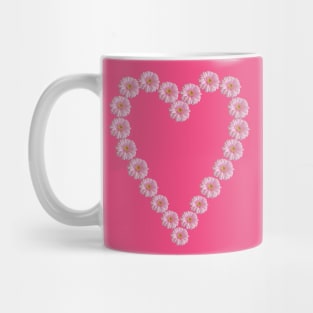 Pink Daisy Heart Valentines Day Gift Mug